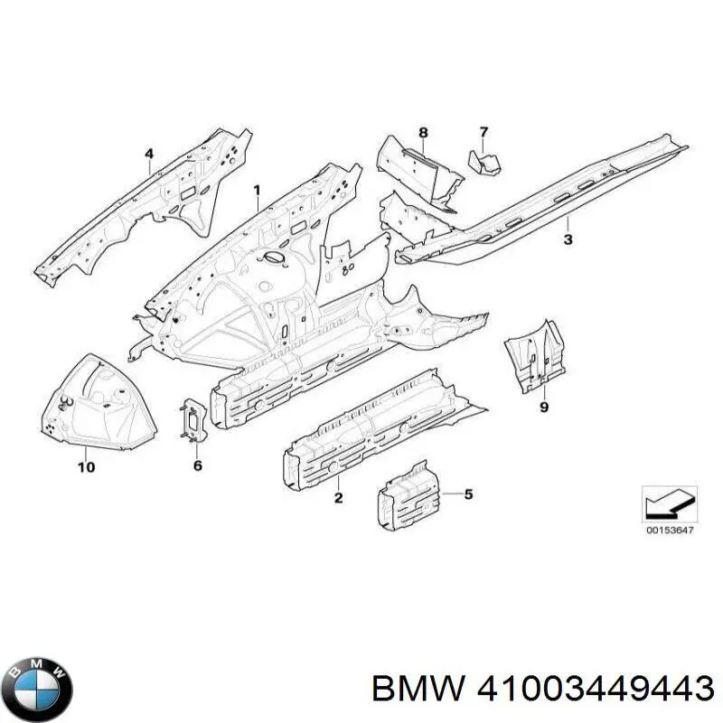 41003449443 BMW лонжерон рамы передний левый