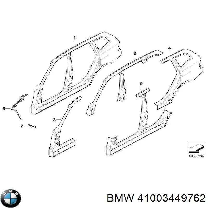 41213405128 BMW порог внешний правый