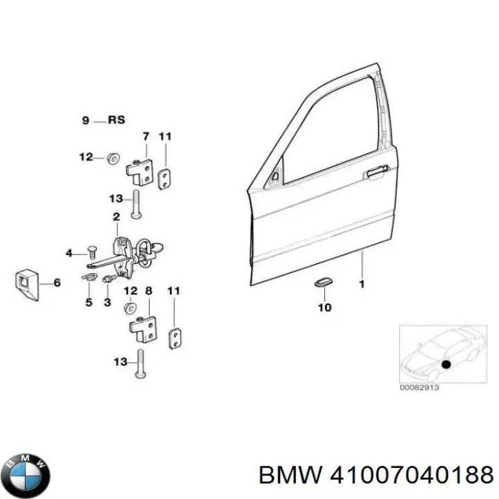 Дверной шарнир правый передний BMW 41007040188 цена, от 12.67 USD
