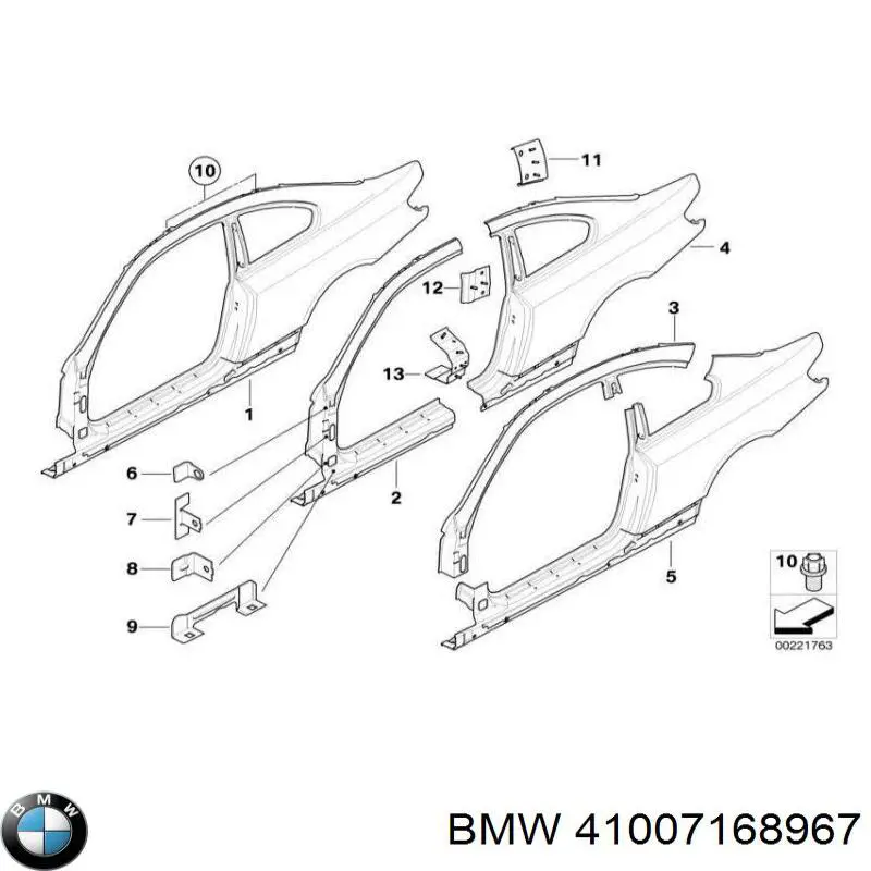 Боковая часть задняя левая BMW 41007168967 цена, от 361.06 USD