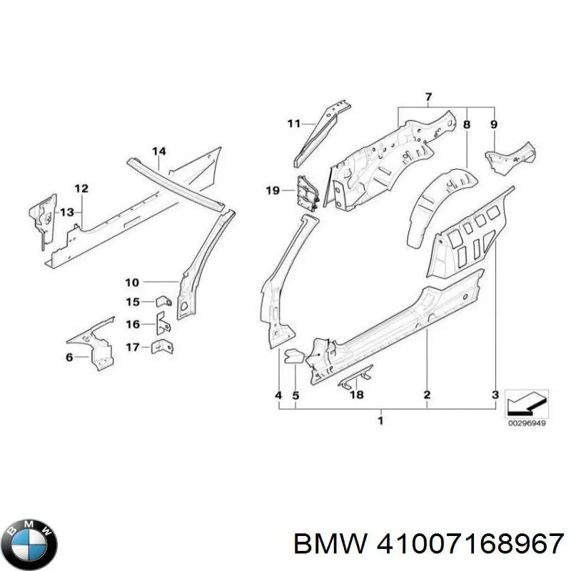 Купить 41007168967 BMW Крыло заднее левое