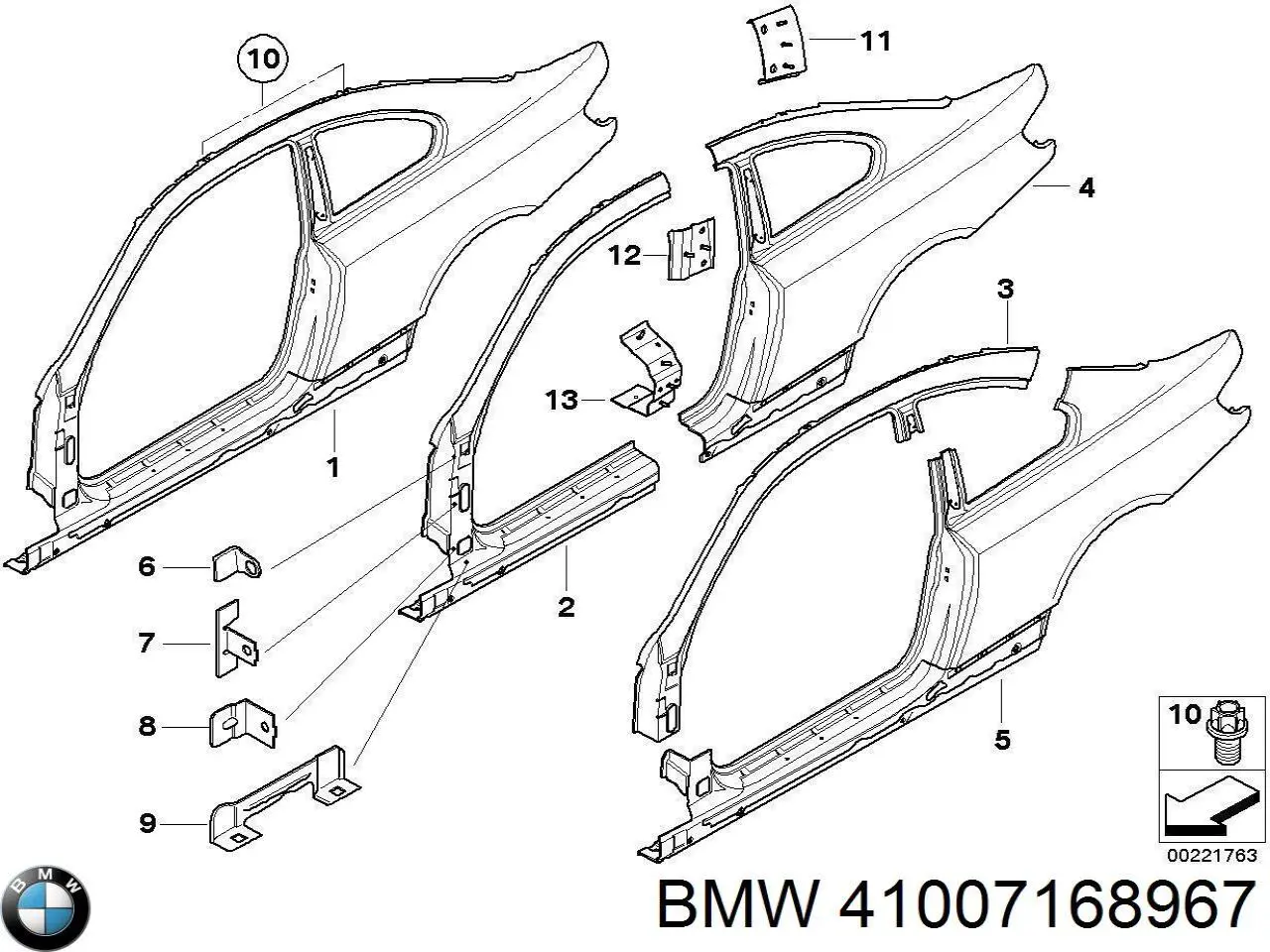 Крыло заднее левое 41007168967 BMW