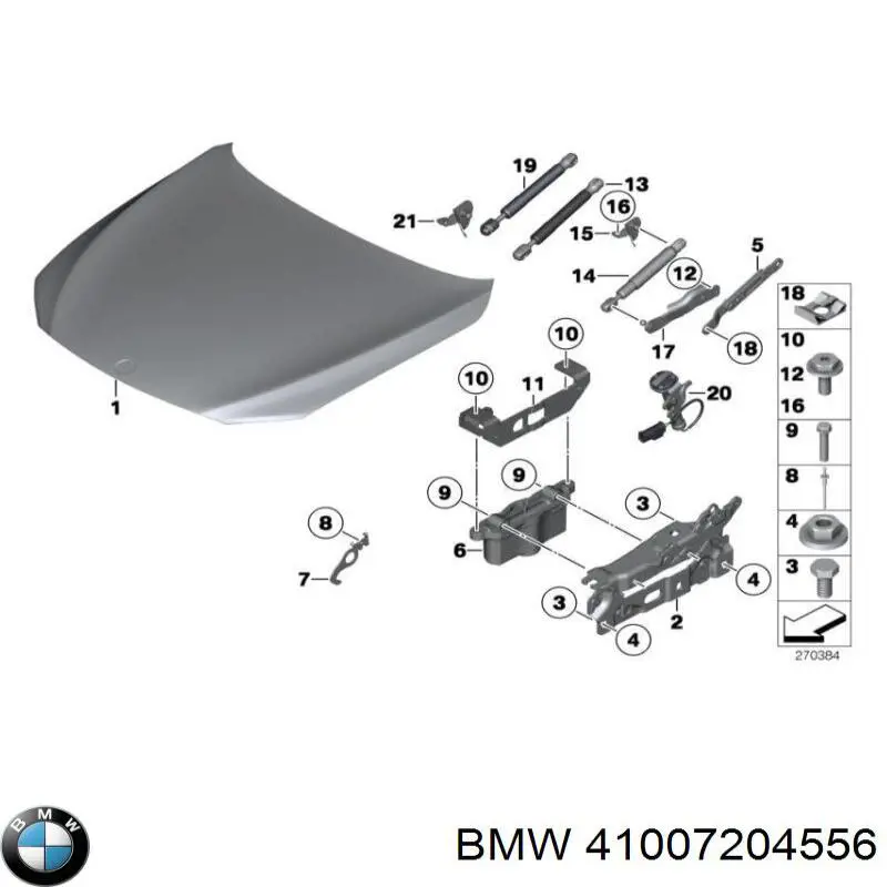 Петля капота правая на BMW 7 (F01, F02, F03, F04) купить.