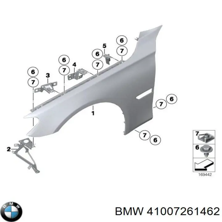 Pára-lama dianteiro direito para BMW 7 (F01, F02, F03, F04)