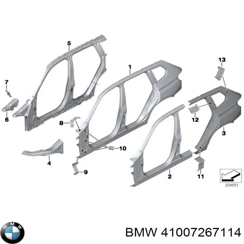 Купить 41007267114 BMW Кронштейн крепления крыла  переднего правого верхний