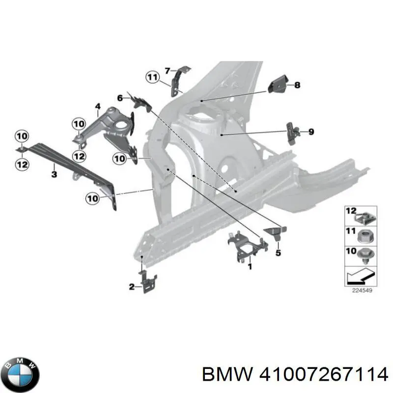 Кронштейн крепления крыла  переднего правого верхний BMW 41007267114 цена, от 26.73 USD