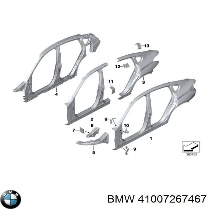 Проем передней левой двери BMW 41007267467 цена, от 120.87 USD