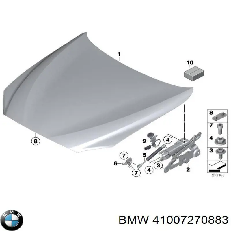 Gozno da capota esquerdo para BMW 5 (F10)