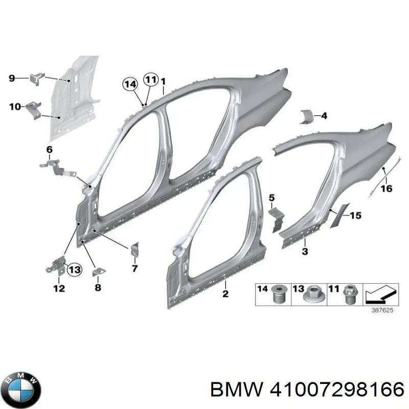 Проем передней правой двери BMW 41007298166 цена, от 60.81 USD