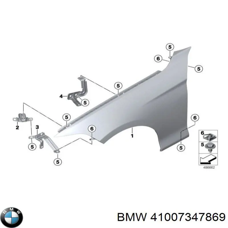 41007347869 BMW Кронштейн крепления крыла  переднего левого верхний