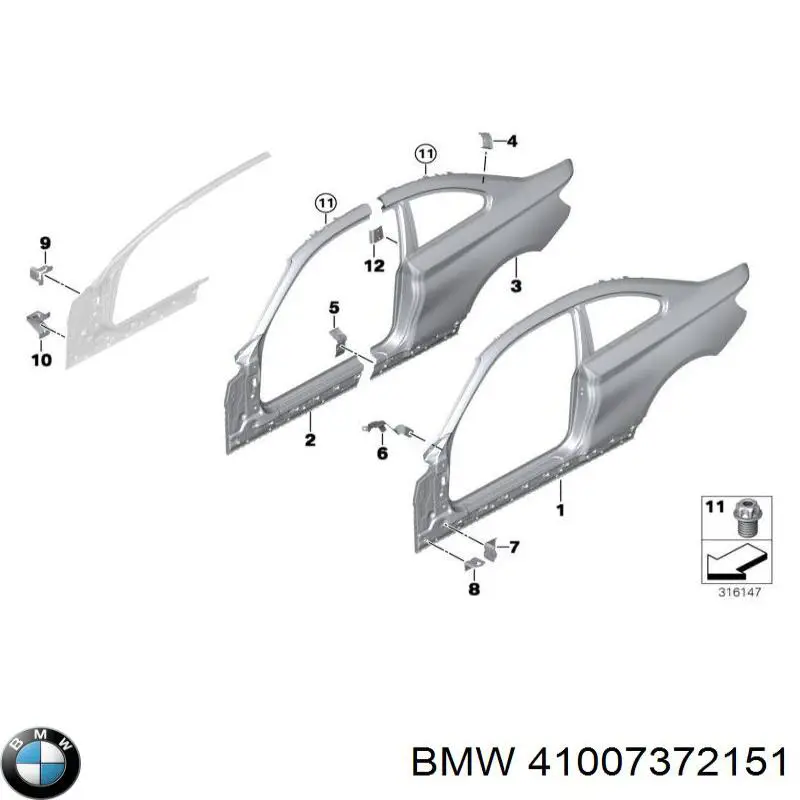 Крыло заднее левое 41007372151 BMW