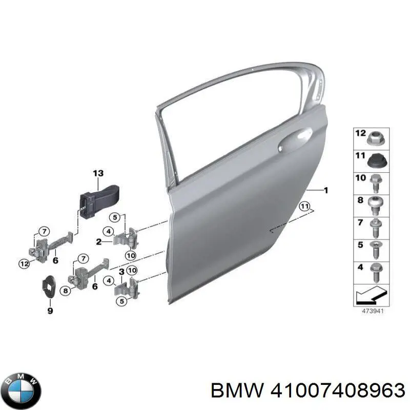 Купить 41007408963 BMW Дверь задняя