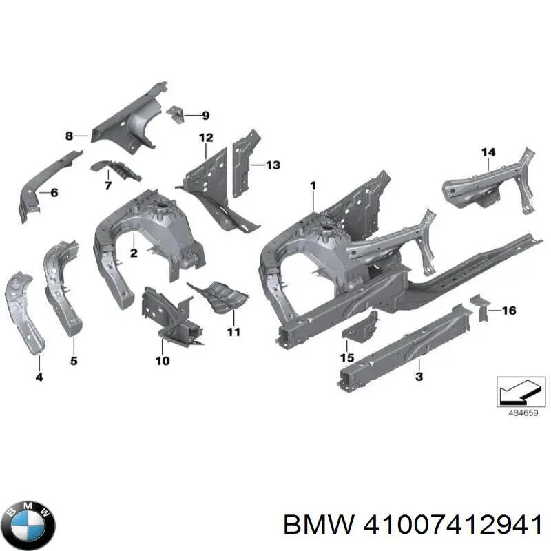 Левый передний лонжерон BMW 41007412941 цена, от 494.67 USD
