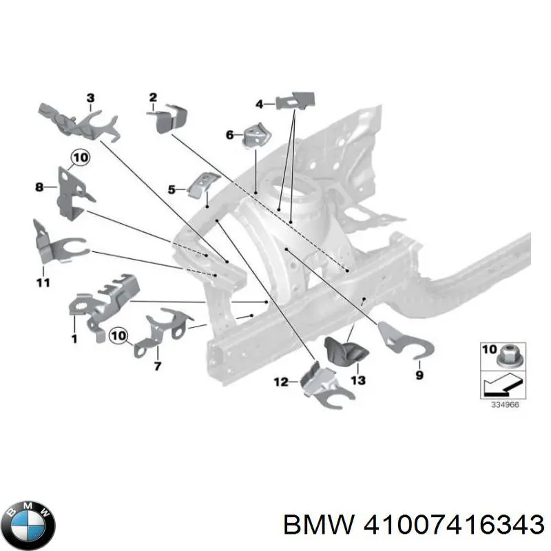 Левый передний лонжерон BMW 41007416343 цена, от 240.71 USD