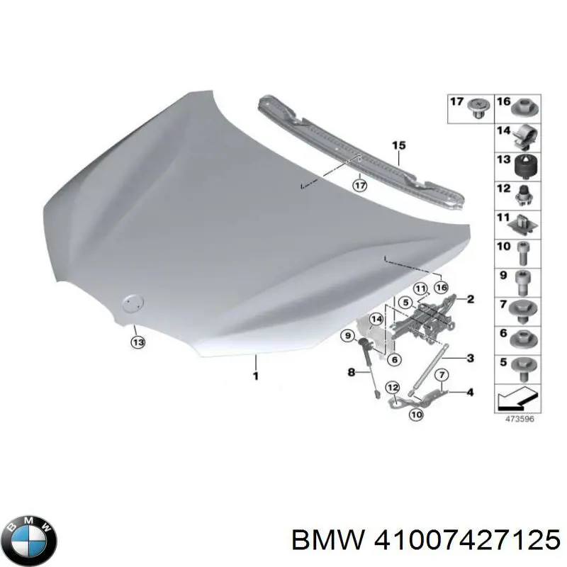 Петля капота левая 41007427125 BMW