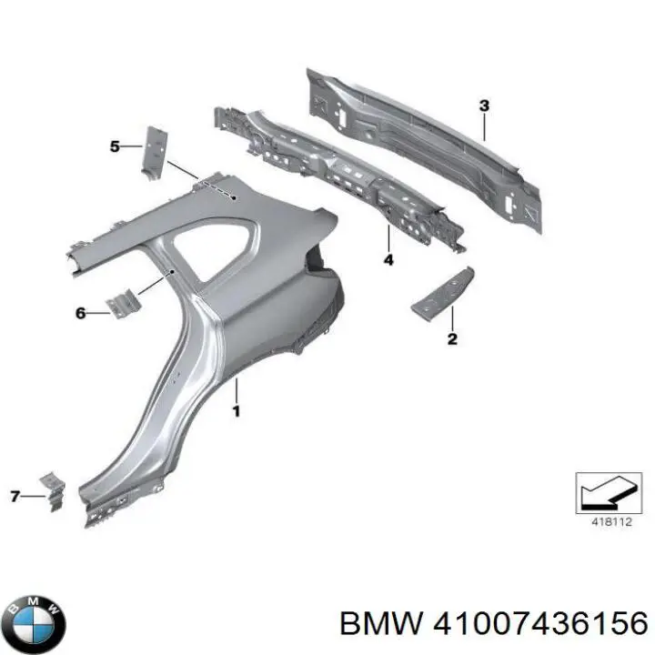 Крыло заднее правое 41007436156 BMW