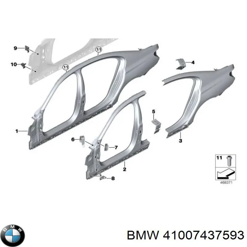 Проем передней левой двери BMW 41007437593 цена, от 506.75 USD