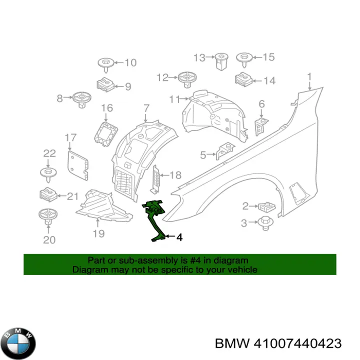 Кронштейн крепления крыла переднего левого передний BMW 41007440423 цена, от 37.84 USD