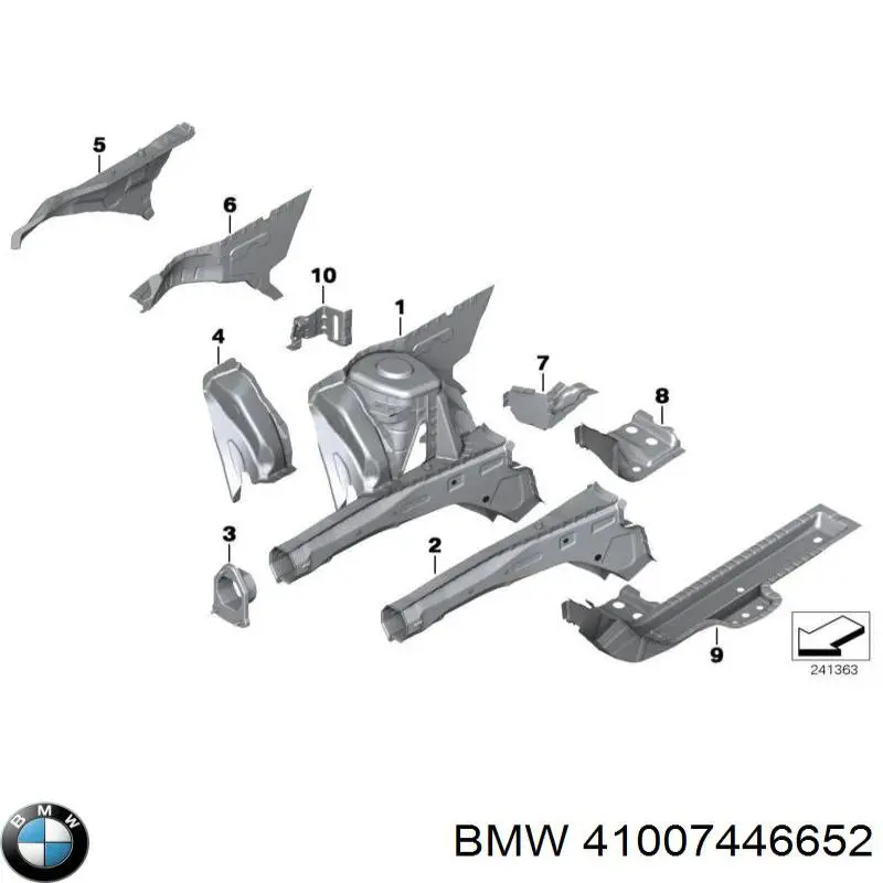 Правый передний лонжерон BMW 41007446652 цена, от 582.79 USD