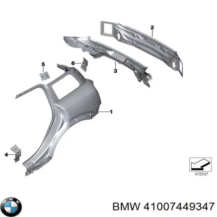 Боковая часть задняя левая BMW 41007449347 цена, от 633.47 USD