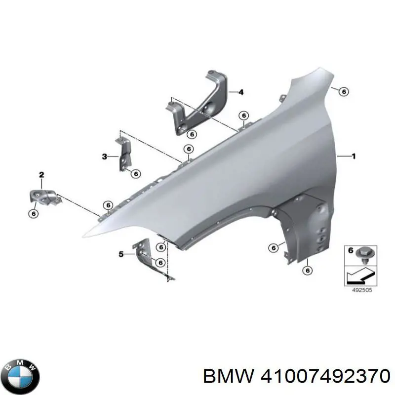 41007492370 BMW Кронштейн крепления крыла переднего правого задний