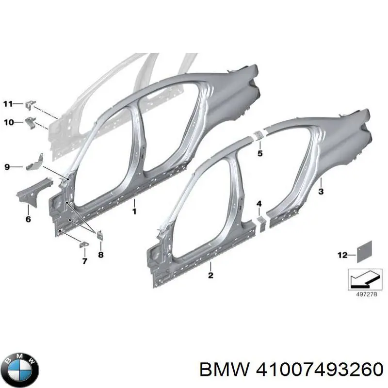 Стойка кузова передняя правая BMW 41007493260