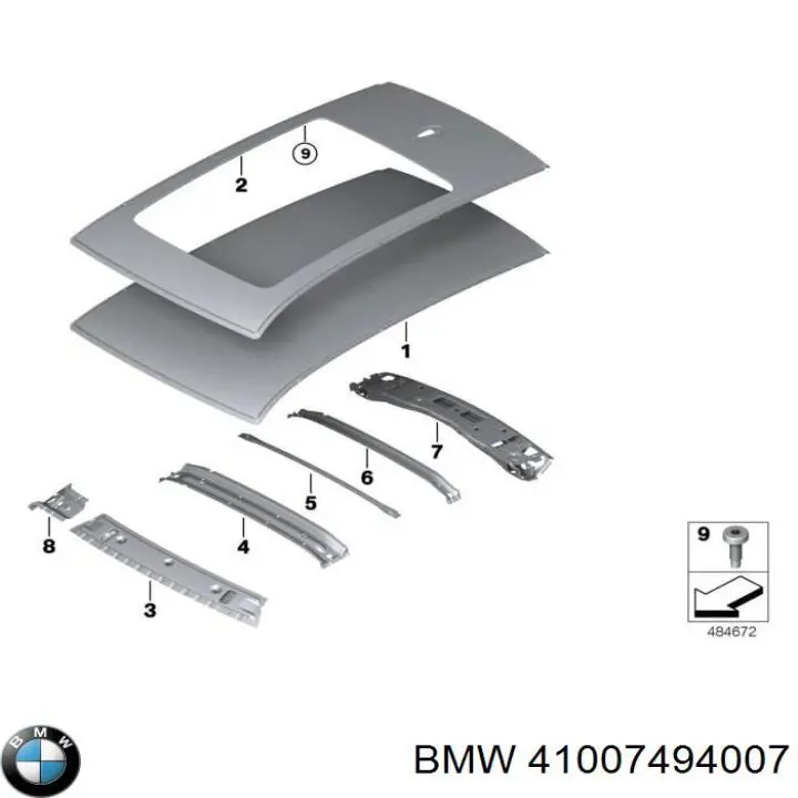 41007494007 BMW Крыша кабины в сборе