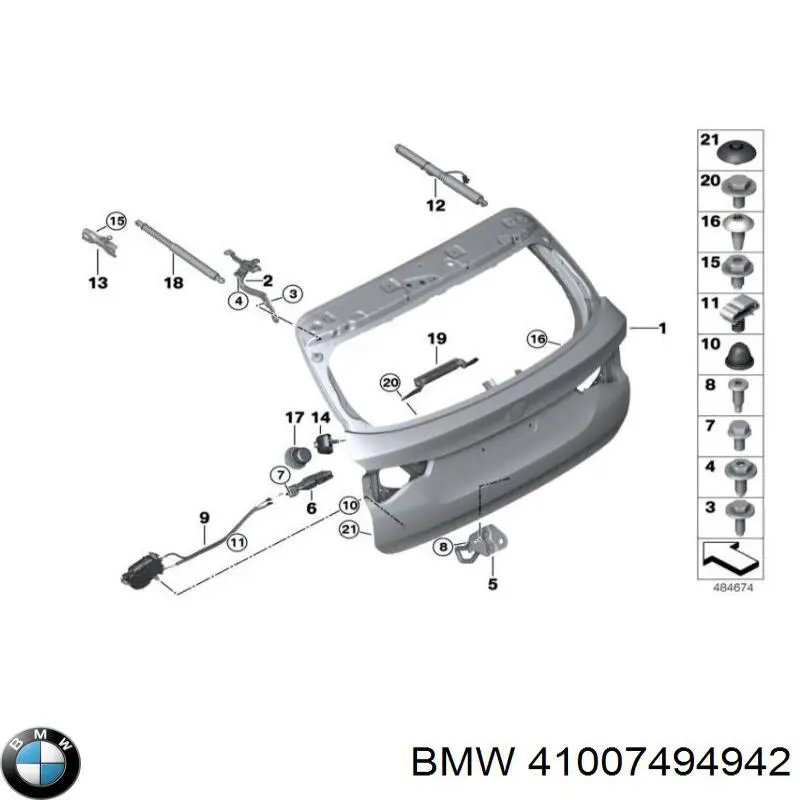 Дверь задняя (багажная 3/5-я (ляда) 41007494942 BMW