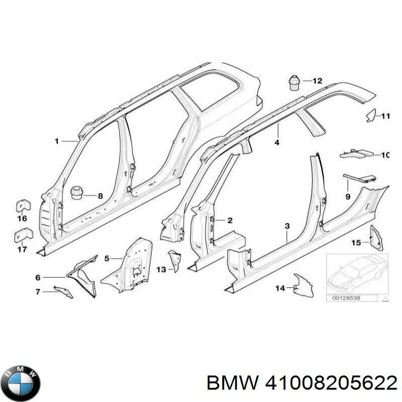 41008205622 BMW стойка кузова центральная правая