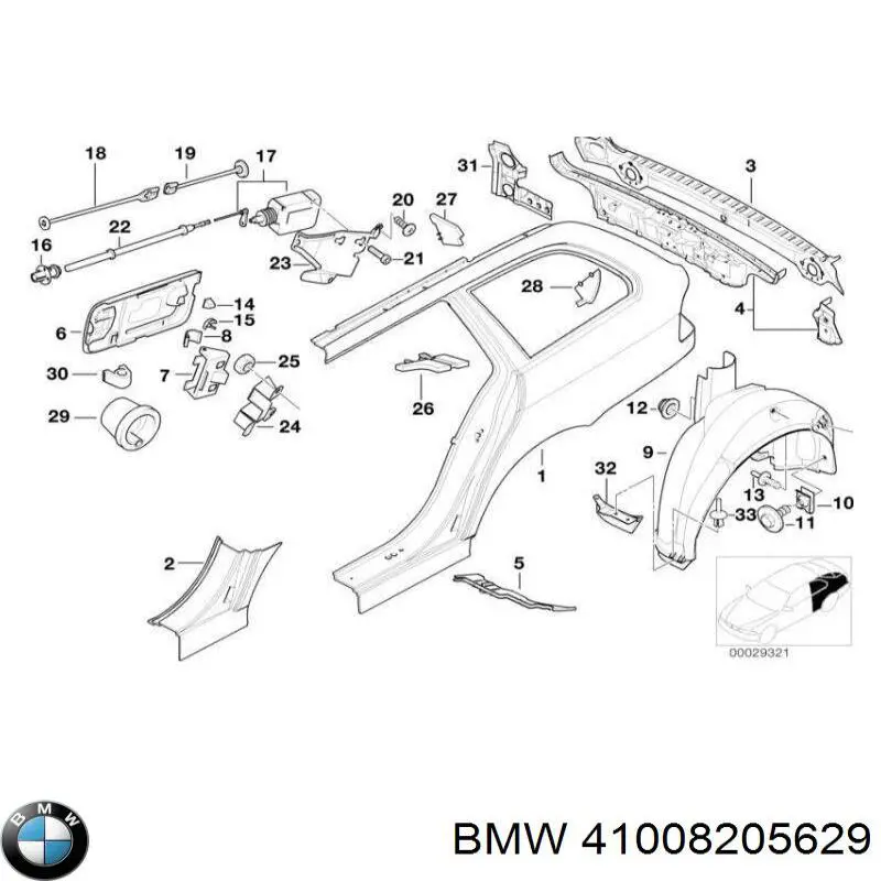 Купить 41008205629 BMW Крыло заднее левое