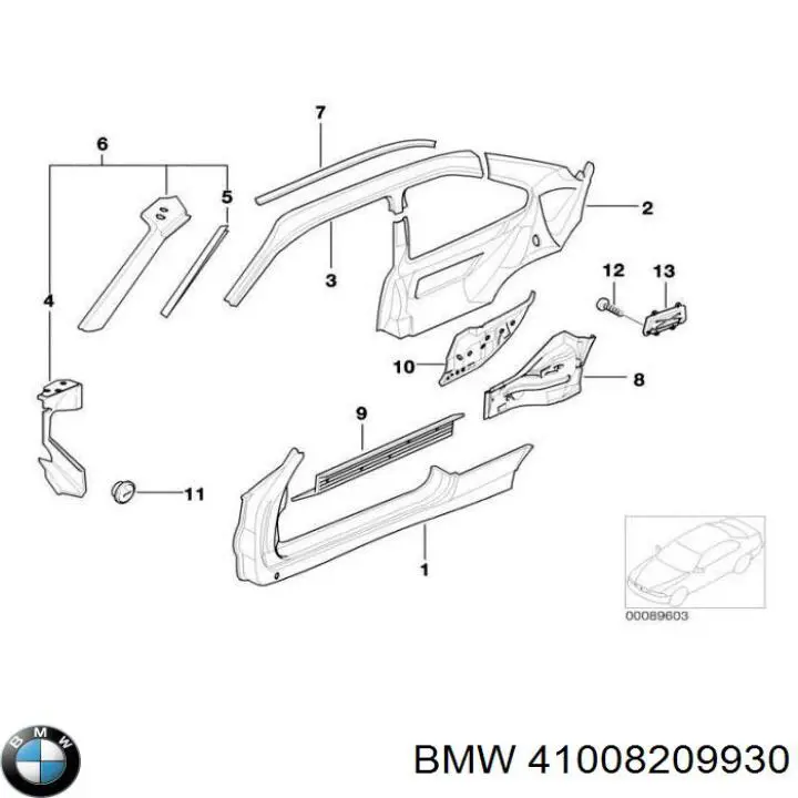 Купить 41008209930 BMW Порог внешний правый