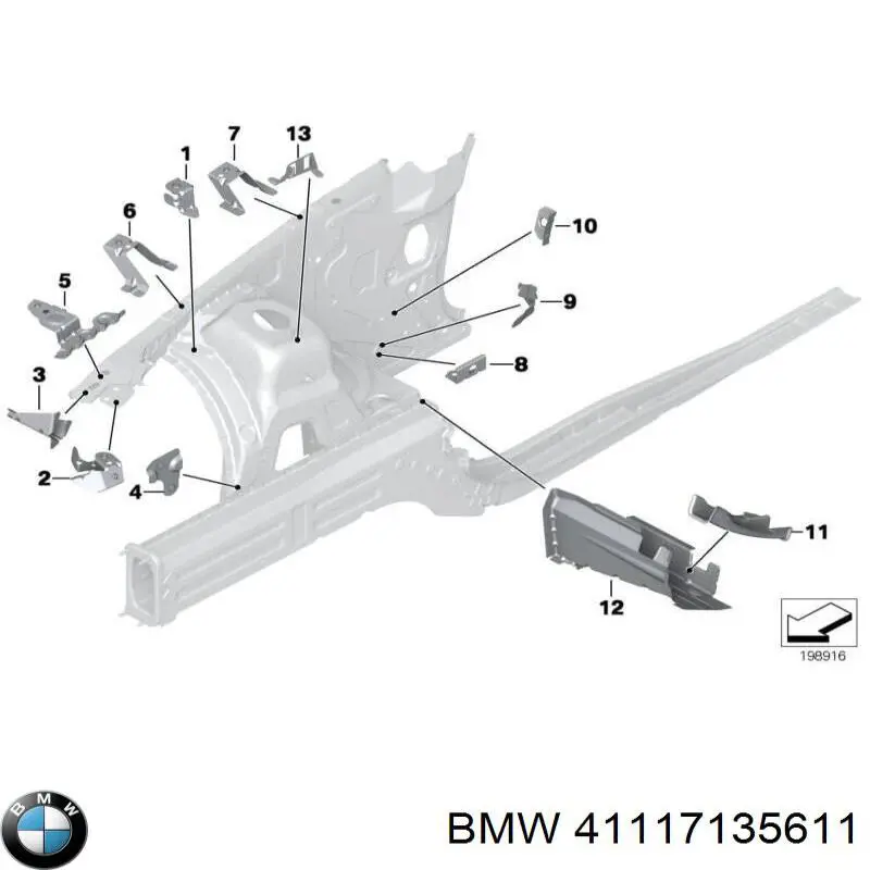 Купить 41117135611 BMW Лонжерон левый