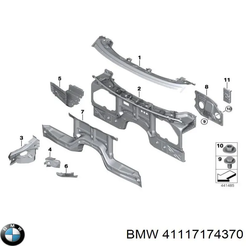 Suporte superior do radiador (painel de montagem de fixação das luzes) para BMW X6 (E71)