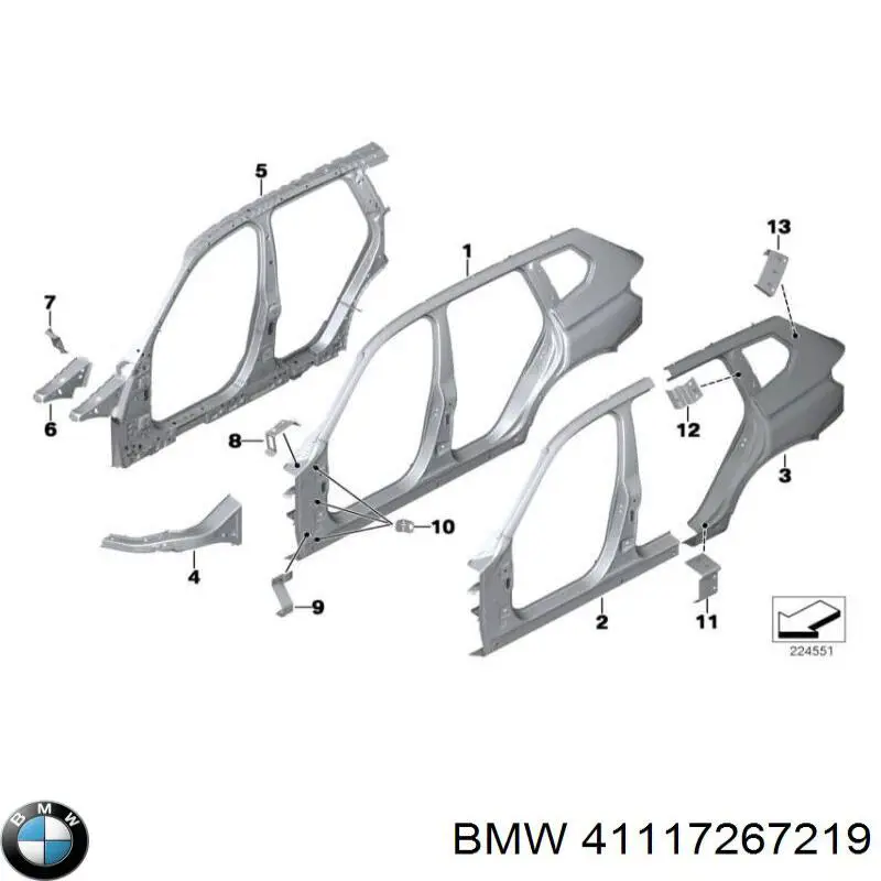 Купить 41117267219 BMW Панель задняя, багажного отсека