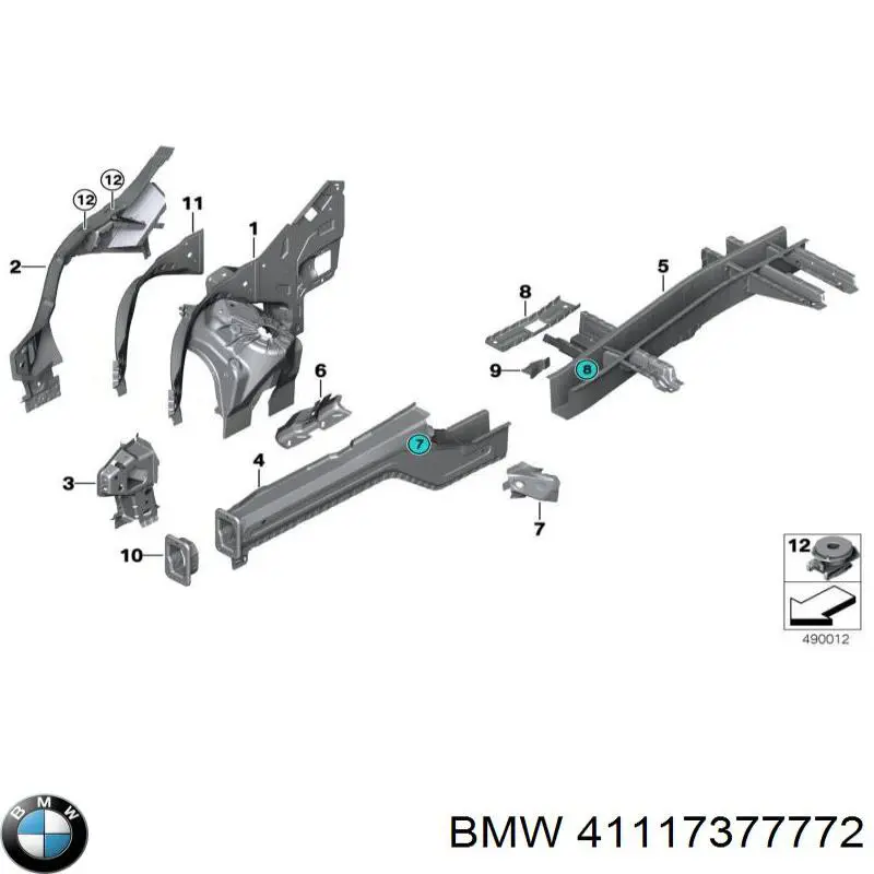 Брызговик передний правый 41117377772 BMW