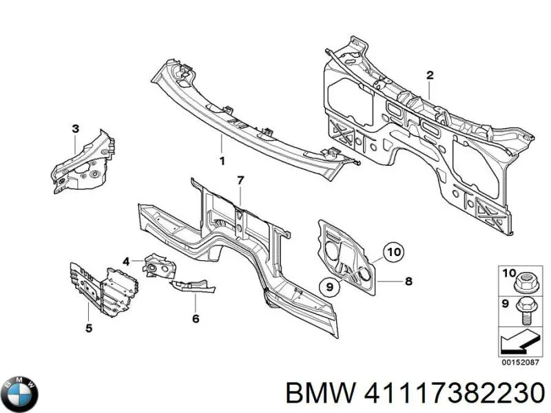 41117382230 BMW suporte superior do radiador (painel de montagem de fixação das luzes)