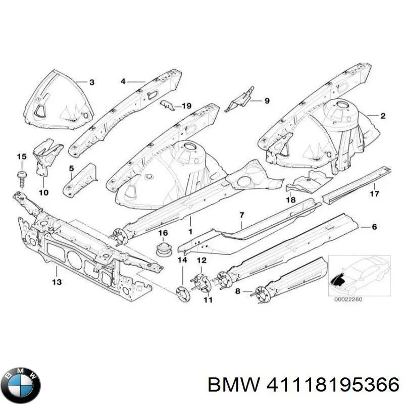 Правый передний лонжерон BMW 41118195366 цена, от 318.97 USD