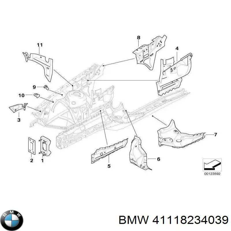 Левый передний лонжерон BMW 41118234039 цена, от 180.54 USD