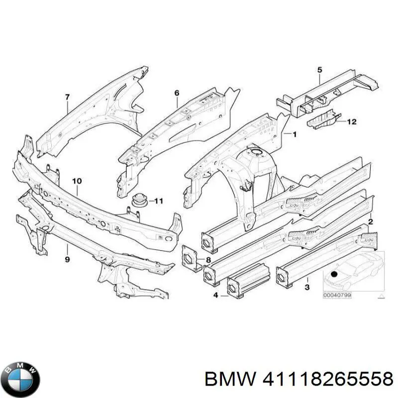 Брызговик передний правый 41118265558 BMW