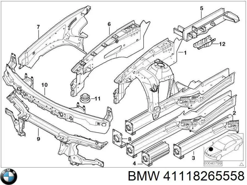 Купить 41118265558 BMW Брызговик передний правый