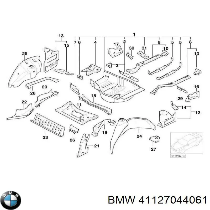 Днище багажника (ниша запасного колеса) на BMW 7 (E65, E66, E67) купить.