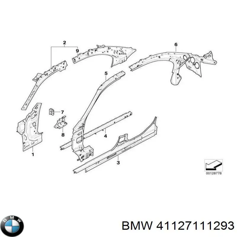 Левый передний лонжерон BMW 41127111293 цена, от 125.43 USD