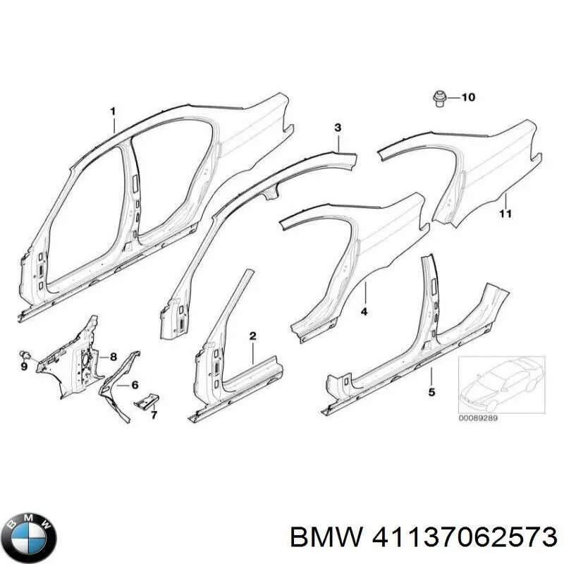 Боковая часть задняя левая BMW 41137062573 цена, от 2819.72 USD