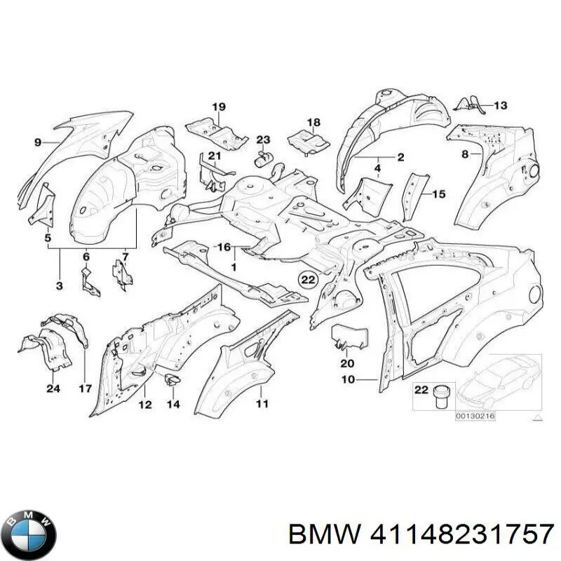 Купить 41148231757 BMW Арка крыла заднего левого
