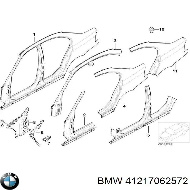 41217062572 BMW боковина кузова правая