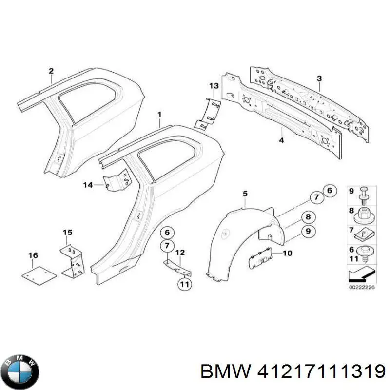 Guardabarros trasero izquierdo 41217111319 BMW