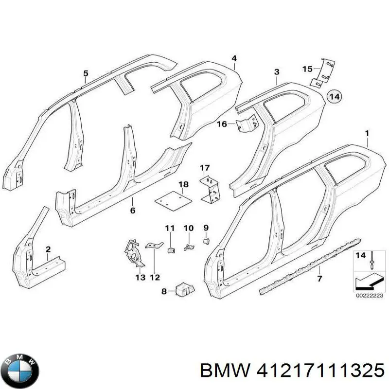 Порог внешний левый BMW 41217111325 цена, от 98.76 USD