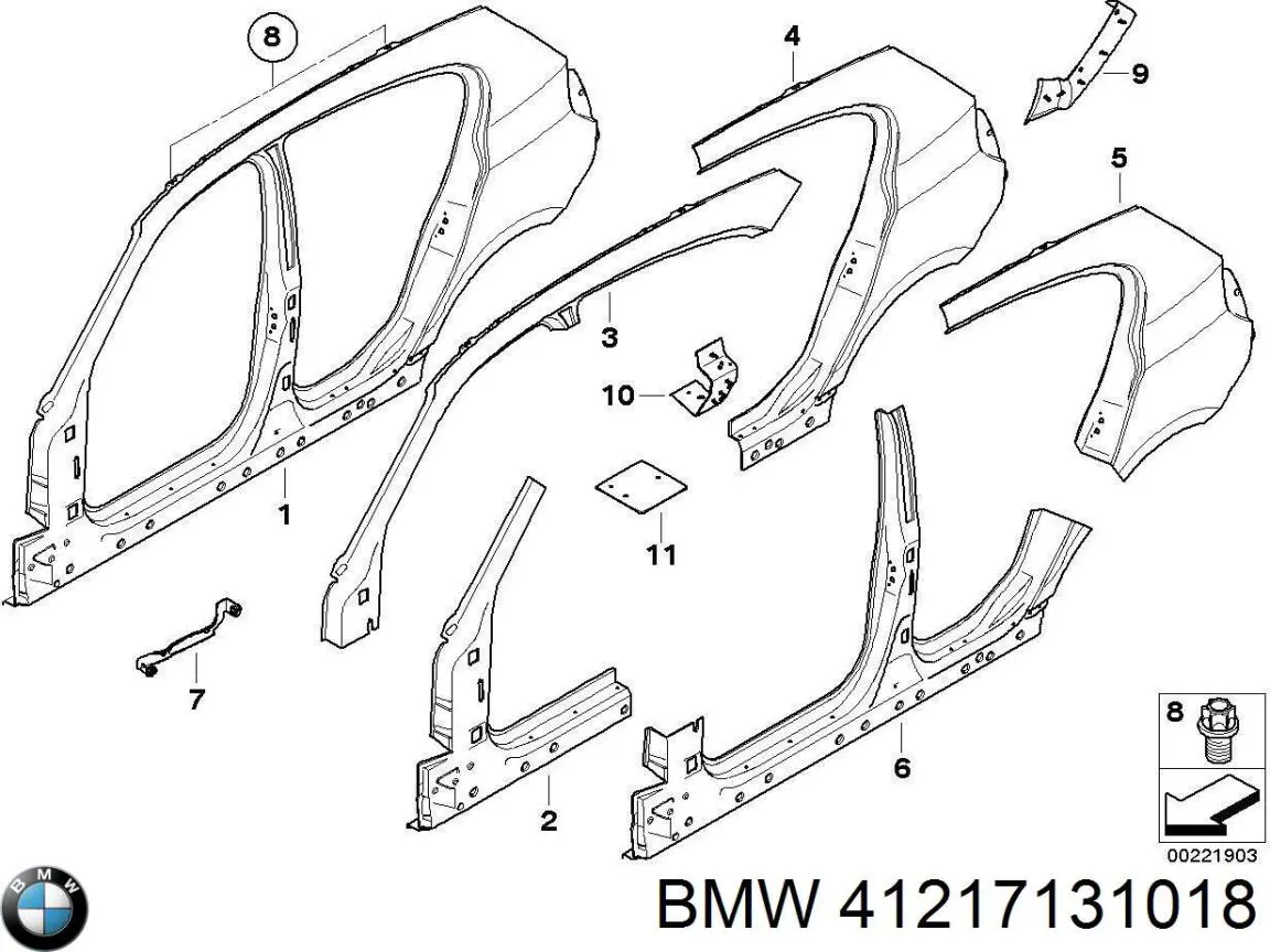 Pára-lama traseiro direito para BMW 1 (E81, E87)