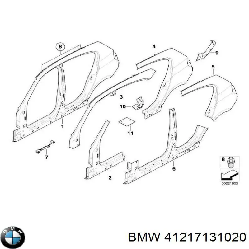 41217131020 BMW ремонтная часть арки крыла заднего правого