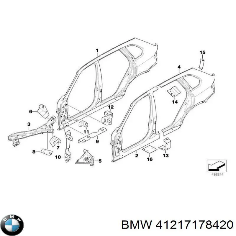 Боковина кузова правая BMW 41217178420